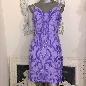 Pomuyoo Purple Sequined Mini Dress